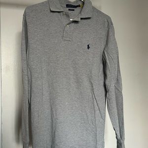 Men’s gray polo collared long sleeve